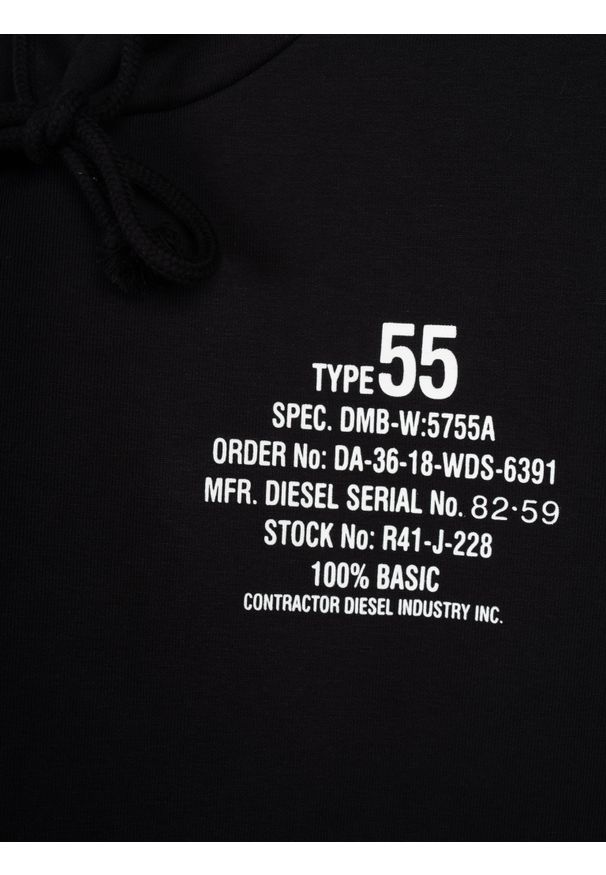Diesel Bluza "Ginn Hood" | A06500-0HAYT | Mężczyzna | Czarny. Okazja: na co dzień. Typ kołnierza: kaptur. Kolor: czarny. Materiał: bawełna, poliester. Wzór: jednolity, nadruk. Styl: sportowy, elegancki, casual