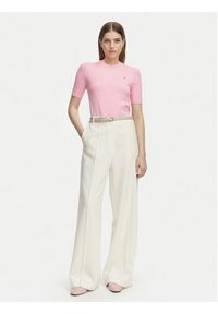 TOMMY HILFIGER - Tommy Hilfiger Sweter WW0WW49705 Różowy jasny Slim Fit. Kolor: różowy. Materiał: bawełna #5