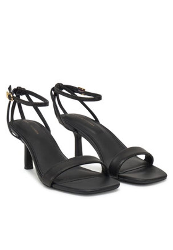 TOMMY HILFIGER - Tommy Hilfiger Sandały Leather Knots Kitten Sandal FW0FW08424 Czarny. Kolor: czarny. Materiał: skóra