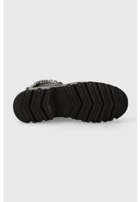 Karl Lagerfeld workery skórzane KOMBAT KC damskie kolor czarny na platformie KL45376. Nosek buta: okrągły. Zapięcie: sznurówki. Kolor: czarny. Materiał: skóra. Obcas: na platformie. Styl: klasyczny #4
