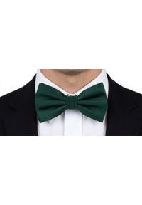 Mucha Męska z Poszetką - Chattier - Zieleń Butelkowa, Bez Wzoru. Styl: elegancki, sportowy #2