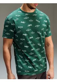 Sinsay - Bawełniana wzorzysta koszulka - zielony. Kolor: zielony. Materiał: bawełna