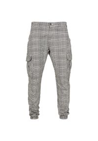 Urban Classics - Męskie Spodnie Joggingowe Glencheck Z Nadrukiem Na Całej Powierzchni. Kolor: biały, wielokolorowy, czarny. Wzór: nadruk