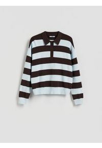 Reserved - Sweter w paski - jasnoniebieski. Kolor: niebieski. Materiał: dzianina, wiskoza. Wzór: paski