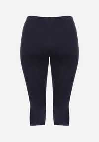 Born2be - Granatowe Legginsy z Bawełny 3/4 z Koronką Mavirene. Okazja: na co dzień. Kolekcja: plus size. Kolor: niebieski. Materiał: bawełna, koronka. Wzór: koronka. Styl: casual, elegancki #4
