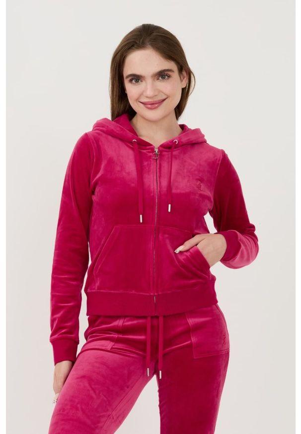 Juicy Couture - JUICY COUTURE Czerwona damska bluza Robertson Hoodie, Rozmiar M. Kolor: czerwony