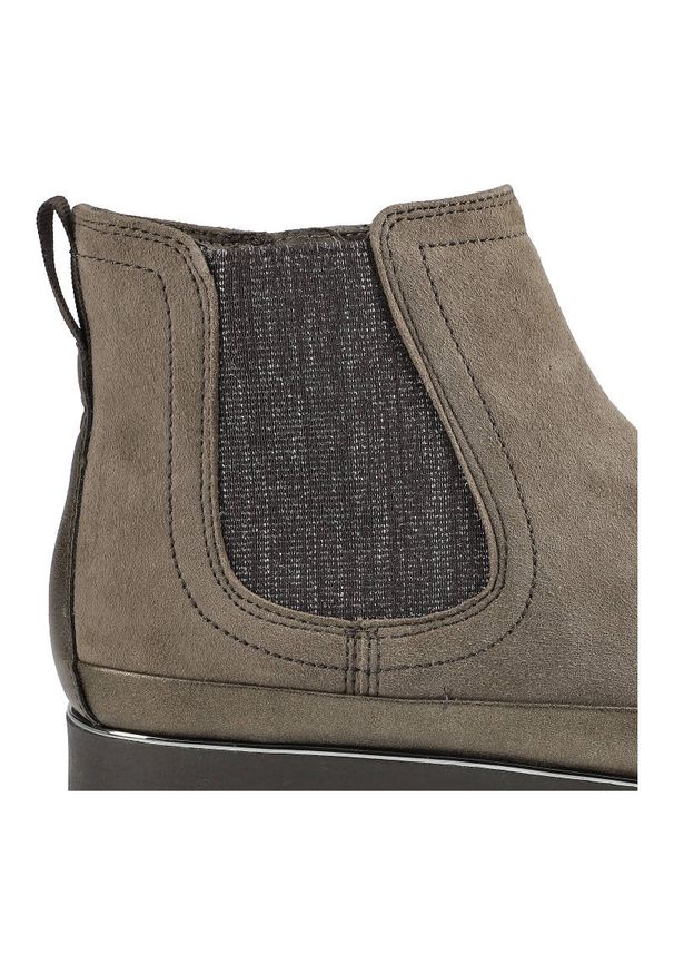 Brązowe Botki Tamaris Damskie Buty Na Platformie. Okazja: na co dzień. Kolor: brązowy. Materiał: zamsz. Obcas: na platformie. Styl: casual, elegancki