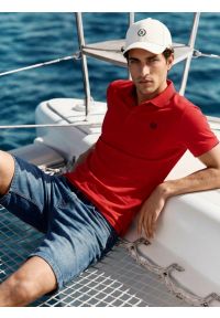 Big-Star - Koszulka męska polo bordowa Polian 604. Typ kołnierza: polo. Kolor: czerwony. Materiał: materiał, bawełna, dzianina. Wzór: paski, aplikacja, haft. Styl: elegancki, klasyczny #4