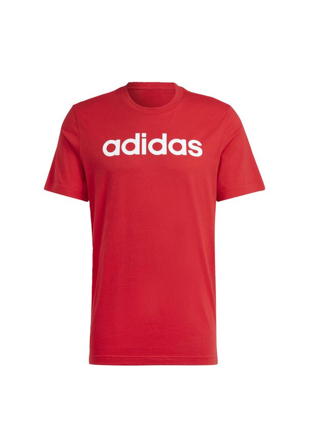 Adidas - Essentials Single Jersey Linear Embroidered Logo Tee. Kolor: czerwony. Materiał: jersey