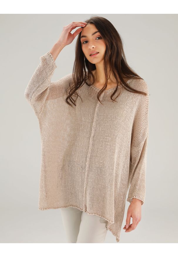 Unisono - SWETER Z AKRYLU 8-8030 BEIGE. Materiał: akryl