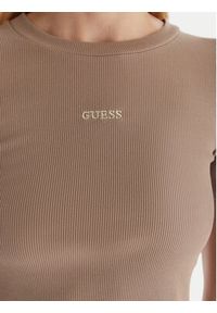 Guess T-Shirt V5YP08 K8RT2 Khaki Slim Fit. Kolor: brązowy. Materiał: wiskoza #5