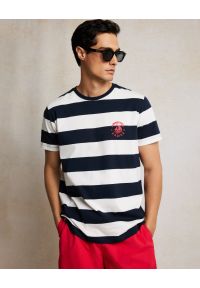 Big-Star - Koszulka męska w paski biało-granatowa Remir 403. Okazja: na co dzień. Kolor: niebieski. Materiał: bawełna, jeans, skóra, dzianina. Wzór: paski. Sezon: lato. Styl: sportowy, retro, casual #2