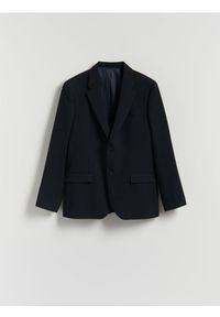 Reserved - Marynarka slim fit z wiskozą - granatowy. Kolor: niebieski. Materiał: wiskoza
