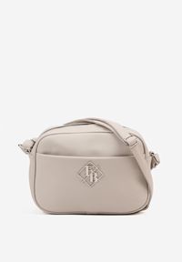 Born2be - Szara Torebka na Ramię z Metaliczną Ozdobą Naneloria. Kolor: szary. Wzór: aplikacja. Styl: klasyczny, casual, elegancki, biznesowy. Rodzaj torebki: na ramię