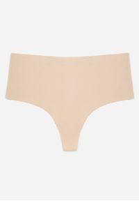 Renee - Beżowe Majtki Stringi High Waist o Bezszwowym Wykończeniu Oreasa. Stan: podwyższony. Kolor: beżowy. Wzór: gładki #1