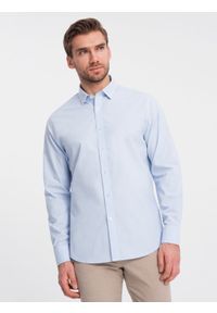 Ombre Clothing - Bawełniana klasyczna koszula REGULAR - błękitna V1 OM-SHOS-0154 - XXL. Typ kołnierza: kołnierzyk klasyczny. Kolor: niebieski. Materiał: bawełna. Długość rękawa: długi rękaw. Długość: długie. Styl: klasyczny #8