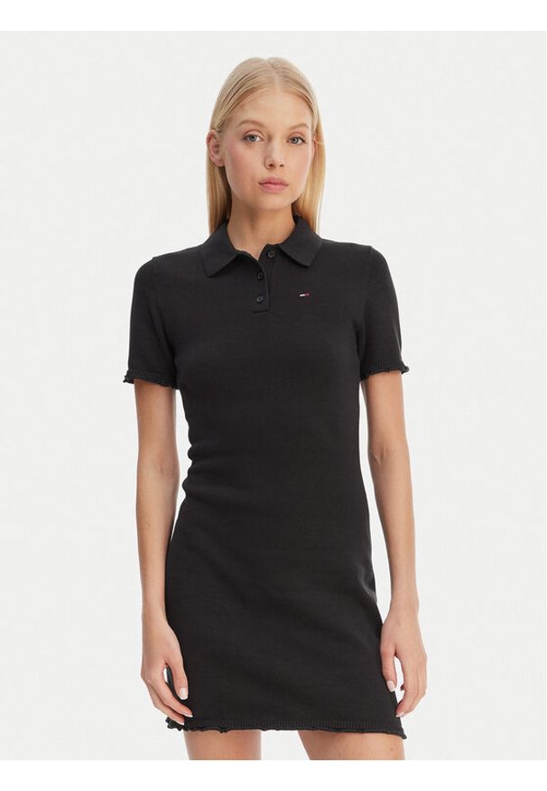 Tommy Jeans Sukienka codzienna Lettuce DW0DW22336 Czarny Slim Fit. Okazja: na co dzień. Kolor: czarny. Materiał: bawełna. Typ sukienki: proste. Styl: casual