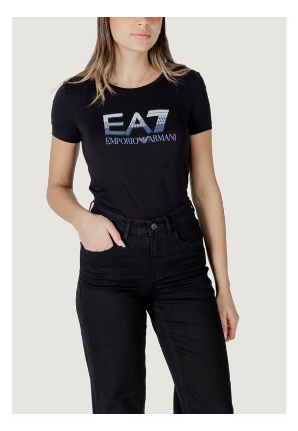 EA7 Emporio Armani T-Shirt 7W000183 AF10373 UC001 Czarny Regular Fit. Kolor: czarny. Materiał: bawełna