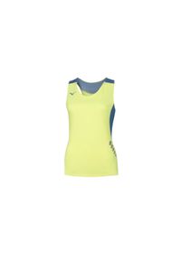 T-shirt damski bez rękawów premium Mizuno JPN. Kolor: niebieski, żółty, wielokolorowy. Długość rękawa: bez rękawów. Sport: bieganie