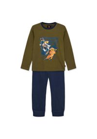 Piżama dziecięca LEGO NINJAGO Aris, bio bawełna, granatowo-khaki.. Kolor: niebieski. Materiał: bawełna. Długość rękawa: długi rękaw. Wzór: nadruk. Sezon: lato #1
