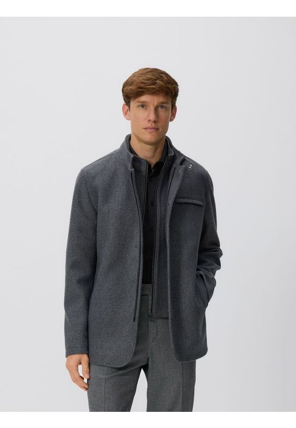 Reserved - Marynarka regular fit - ciemnoszary. Kolor: szary. Materiał: tkanina