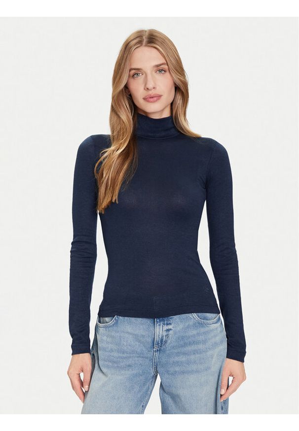 Guess Golf W4BP14 KCGM2 Niebieski Slim Fit. Typ kołnierza: golf. Kolor: niebieski. Materiał: syntetyk