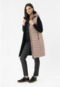 Volcano - Długi bezrękawnik V-CLARA. Okazja: na co dzień. Typ kołnierza: kaptur. Materiał: materiał. Długość rękawa: bez rękawów. Długość: długie. Styl: casual #1