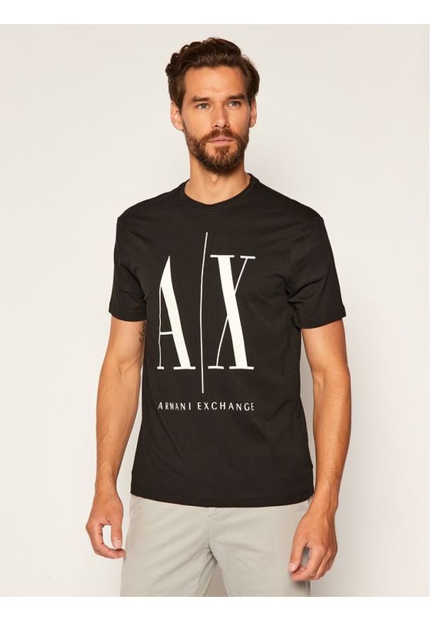 Armani Exchange T-Shirt 8NZTPA ZJH4Z 1200 Czarny Regular Fit. Kolor: czarny. Materiał: bawełna