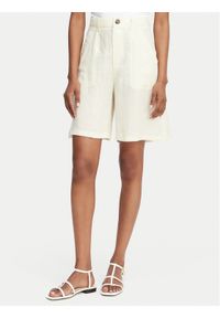 Marella Szorty materiałowe Adorni 2615141032 Écru Regular Fit. Kolor: kremowy. Materiał: len #1