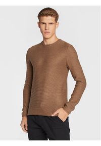 !SOLID - Solid Sweter 21104152 Brązowy Regular Fit. Kolor: brązowy. Materiał: bawełna