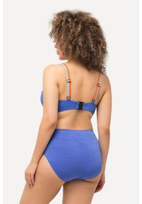 ULLA POPKEN - Damskie Bikini miseczka D brokat miękkie miseczki fiszbiny podwójne ramiączka. Kolekcja: plus size. Kolor: niebieski. Materiał: włókno, elastan, poliamid, materiał