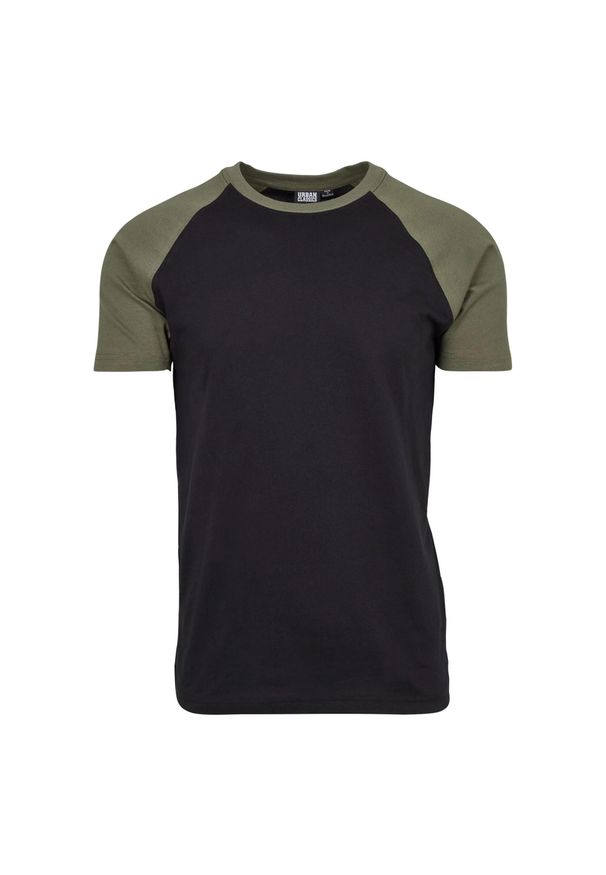 Urban Classics - T-shirt Męski Kontrastowa Raglanowa. Kolor: wielokolorowy, czarny, zielony. Długość rękawa: raglanowy rękaw