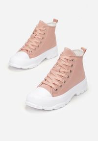 Renee - Różowe Trampki Larikea. Nosek buta: okrągły. Kolor: różowy. Materiał: guma, materiał. Szerokość cholewki: normalna. Styl: klasyczny #5