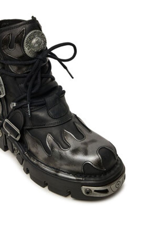 NEW ROCK Glany M-288-S2 Czarny. Kolor: czarny. Materiał: skóra. Styl: rockowy