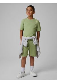 4f - 4F T-shirt regular gładki chłopięcy - zielony 128 (7-8 lat). Kolor: turkusowy. Materiał: bawełna, skóra, materiał. Wzór: gładki. Sezon: lato. Styl: klasyczny #2