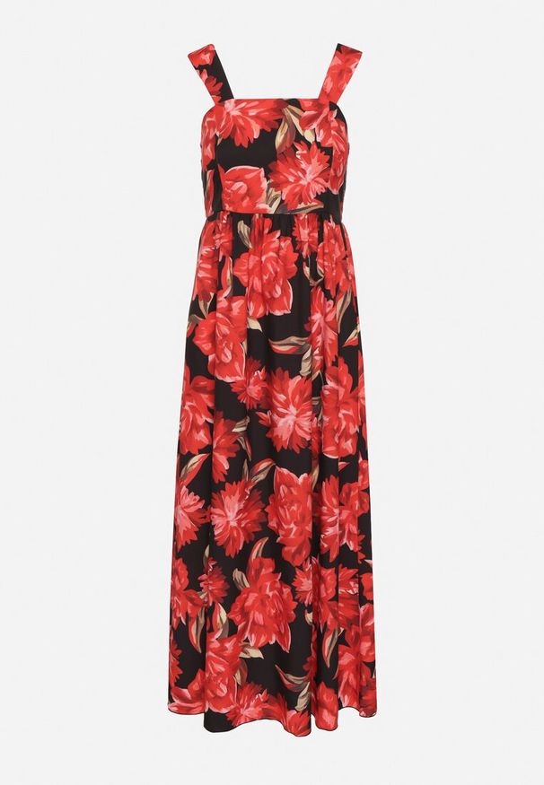 Born2be - Czarna Rozkloszowana Sukienka z Wiskozą w Kwiatowym Wzór Nilarune. Kolor: czarny. Materiał: wiskoza. Długość rękawa: na ramiączkach. Wzór: kwiaty. Sezon: lato. Styl: klasyczny