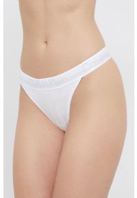Calvin Klein Underwear Stringi kolor biały z bawełny. Kolor: biały. Materiał: bawełna. Wzór: gładki