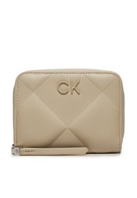 Calvin Klein Duży Portfel Damski Quilt K60K611783 Beżowy. Kolor: beżowy. Materiał: skóra
