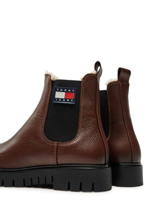 Tommy Jeans Sztyblety Chelsea EN0EN02626 Brązowy. Kolor: brązowy. Materiał: skóra