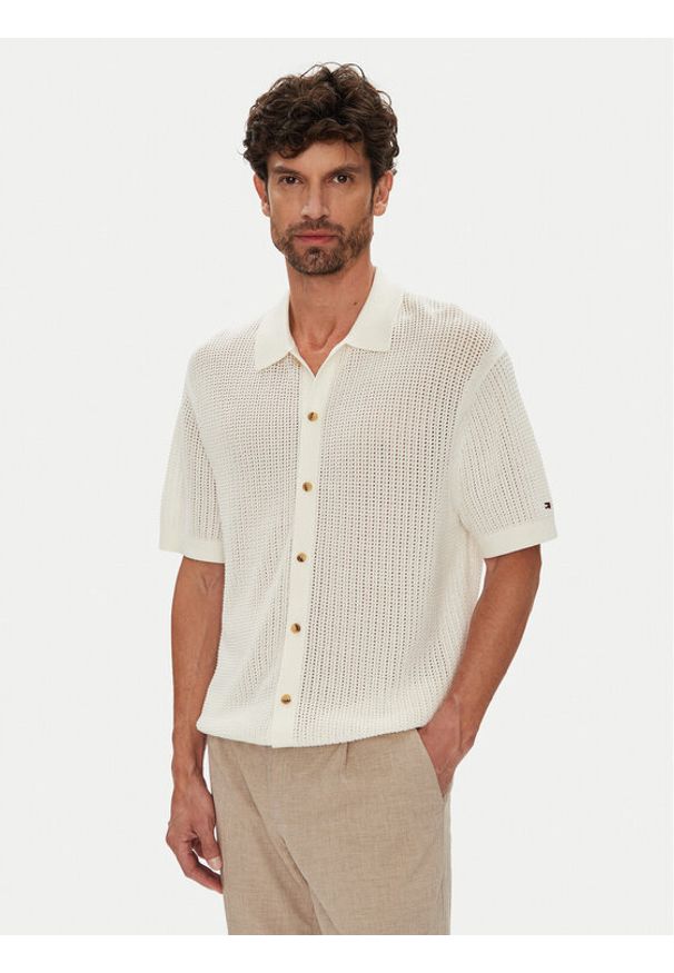 TOMMY HILFIGER - Tommy Hilfiger Koszula MW0MW39530 Beżowy Regular Fit. Kolor: beżowy. Materiał: bawełna