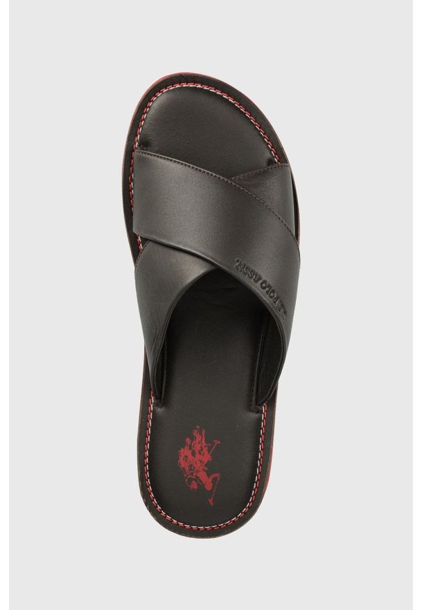 U.S. Polo Assn. klapki skórzane męskie kolor brązowy. Kolor: brązowy. Materiał: skóra. Wzór: gładki