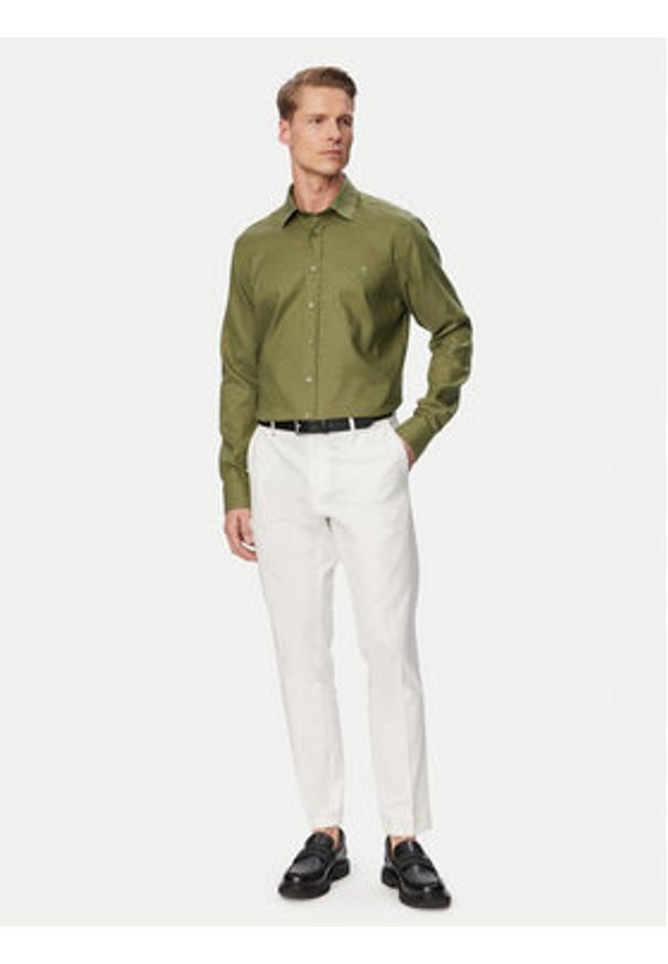 Karl Lagerfeld - KARL LAGERFELD Koszula 605084 562791 Zielony Regular Fit. Typ kołnierza: dekolt w karo. Kolor: zielony. Materiał: len