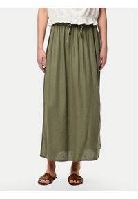 Pieces Spódnica midi Pia 17151888 Zielony Regular Fit. Kolor: zielony. Materiał: wiskoza, len #1