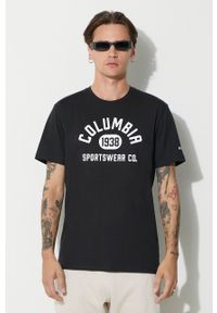 columbia - Columbia t-shirt męski kolor czarny z nadrukiem. Okazja: na co dzień. Kolor: czarny. Materiał: bawełna. Wzór: nadruk. Styl: casual #1