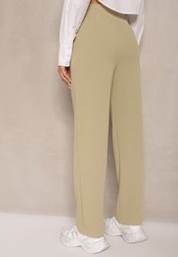 Renee - Zielone Spodnie High Waist z Prostą Nogawką i Gumką w Pasie Fadesa. Okazja: na co dzień. Stan: podwyższony. Kolor: zielony. Styl: casual #3