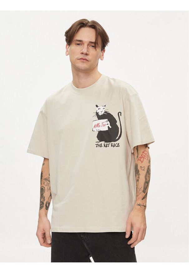 Only & Sons T-Shirt Banksy 22024752 Beżowy Relaxed Fit. Kolor: beżowy. Materiał: bawełna