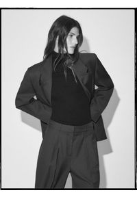 Reserved - Marynarka z wełną - zielony. Kolor: zielony. Materiał: wełna #1