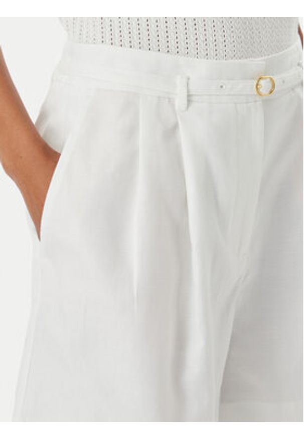 TOMMY HILFIGER - Tommy Hilfiger Szorty materiałowe WW0WW49040 Biały Wide Leg. Kolor: biały. Materiał: len