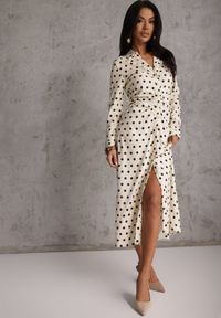 Renee - Beżowa Koszulowa Sukienka z Wiskozy z Dodatkiem Lnu z Drapowaną Talią Edrilith. Okazja: na co dzień. Kolor: beżowy. Materiał: wiskoza, len. Typ sukienki: koszulowe. Styl: casual, elegancki #8