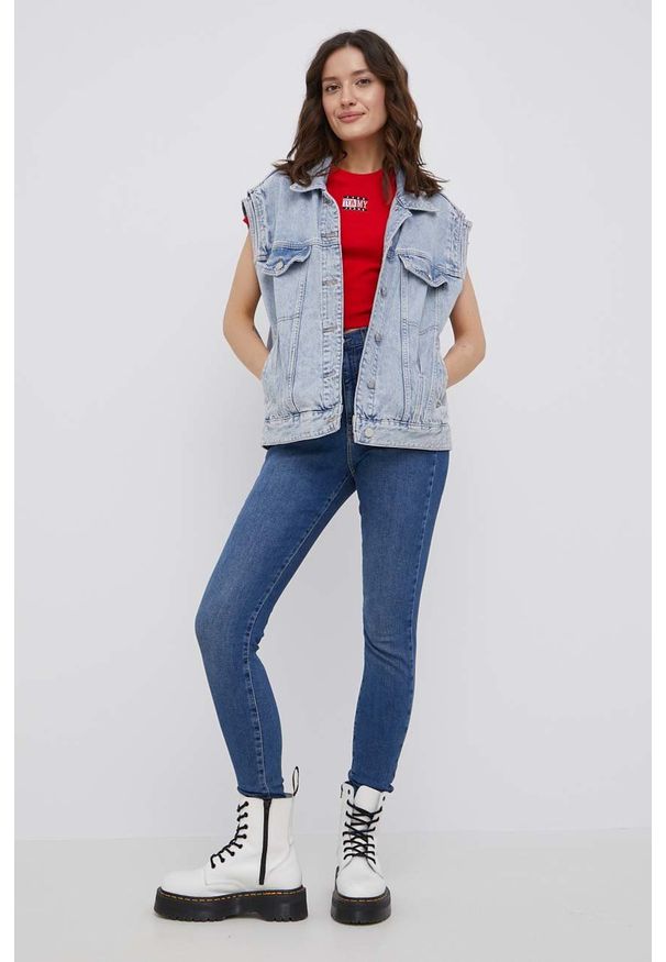 Tommy Jeans jeansy MELANY CE636 damskie high waist. Stan: podwyższony. Kolor: niebieski